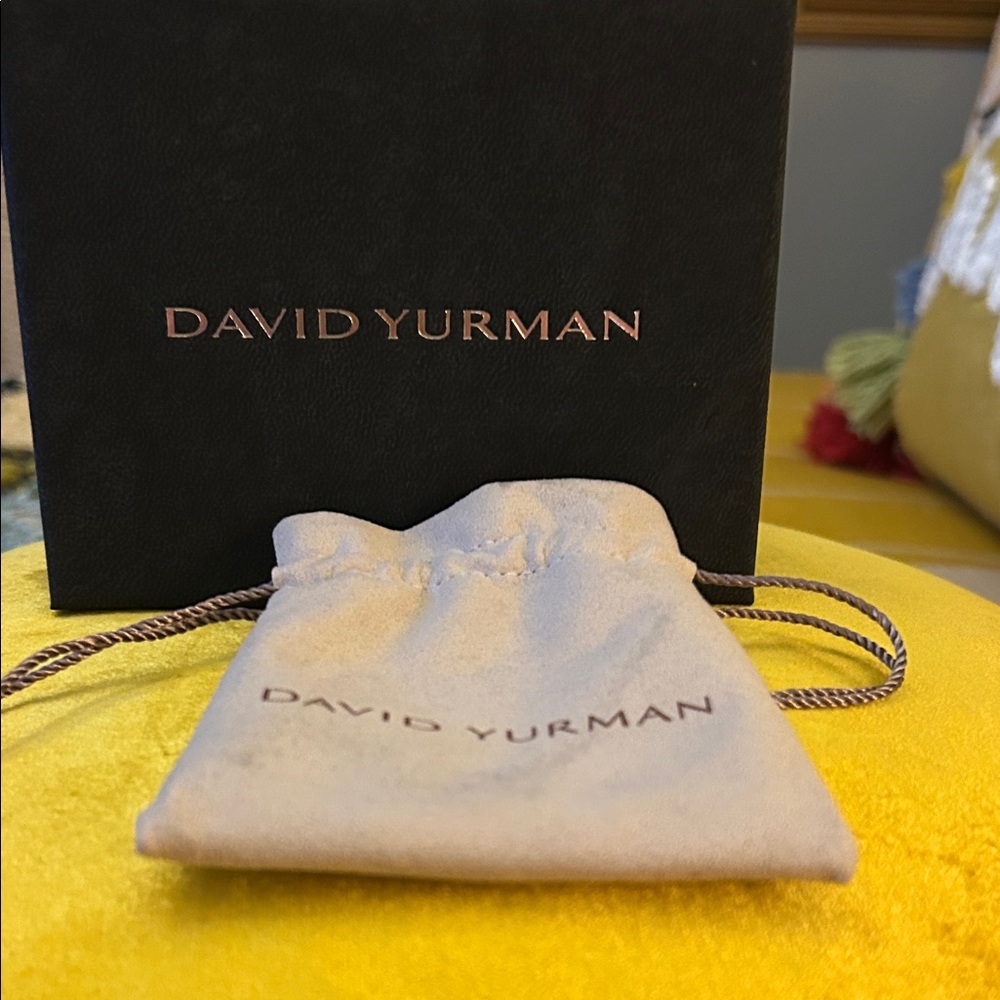 David Yurman Beige Suede Drawstring Pouch with Brown Box Authentic